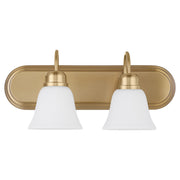 Campbell 2 Light Glass Vanity in Aged Brass