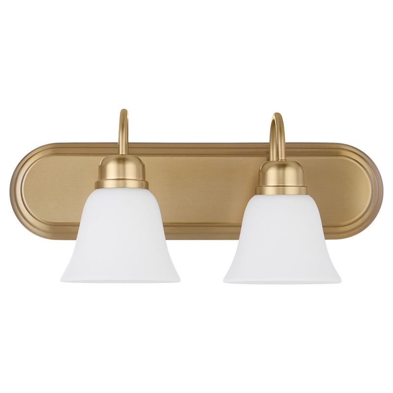 Campbell 2 Light Glass Vanity in Aged Brass