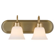 Campbell 2 Light Glass Vanity in Aged Brass