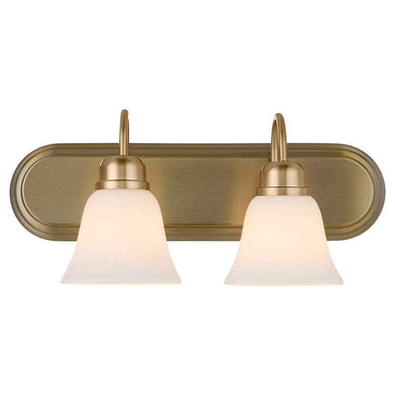 Campbell 2 Light Glass Vanity in Aged Brass