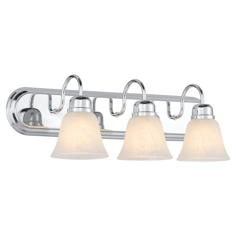 Campbell 3 Light Faux Alabaster Vanity in Chrome