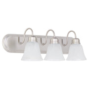 Campbell 3 Light Faux Alabaster Vanity in Satin Nickel