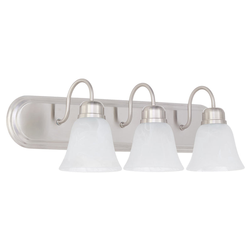 Campbell 3 Light Faux Alabaster Vanity in Satin Nickel