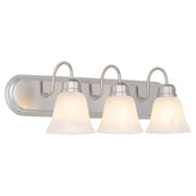 Campbell 3 Light Faux Alabaster Vanity in Satin Nickel