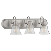 Campbell 3 Light Glass Vanity in Satin Nickel