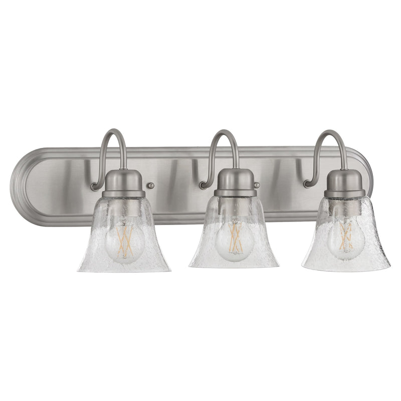 Campbell 3 Light Glass Vanity in Satin Nickel