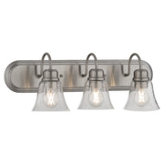 Campbell 3 Light Glass Vanity in Satin Nickel