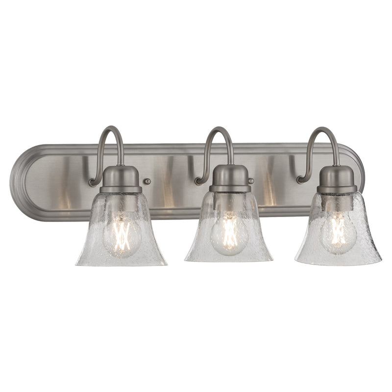 Campbell 3 Light Glass Vanity in Satin Nickel