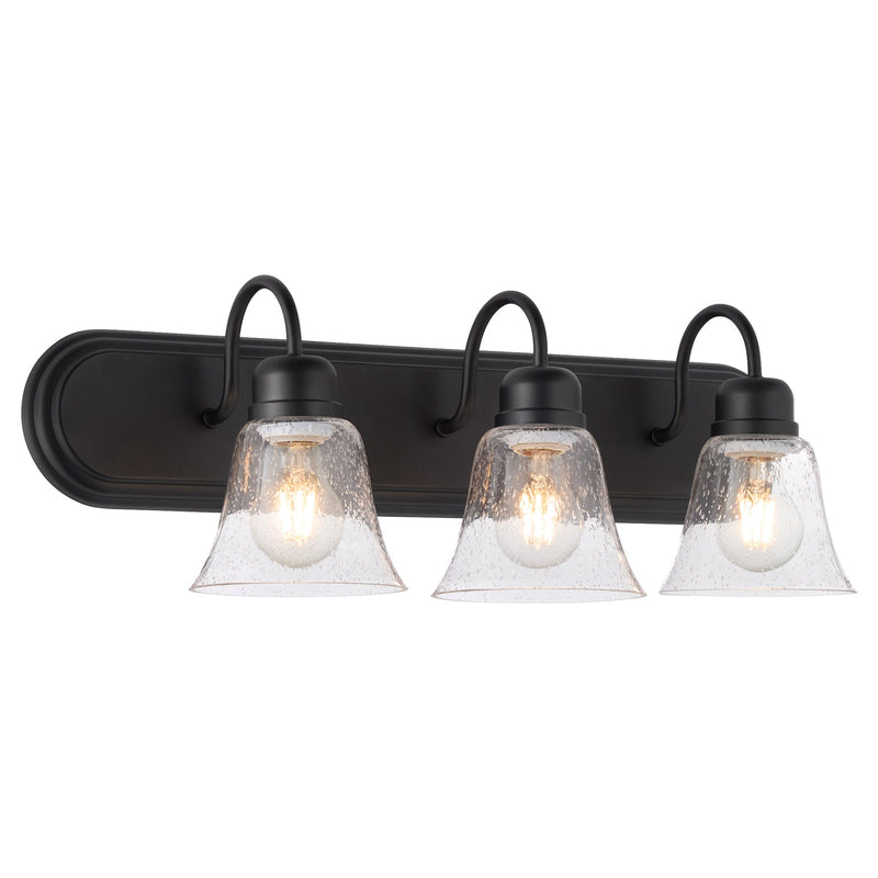 Campbell 3 Light Glass Vanity in Textured Black