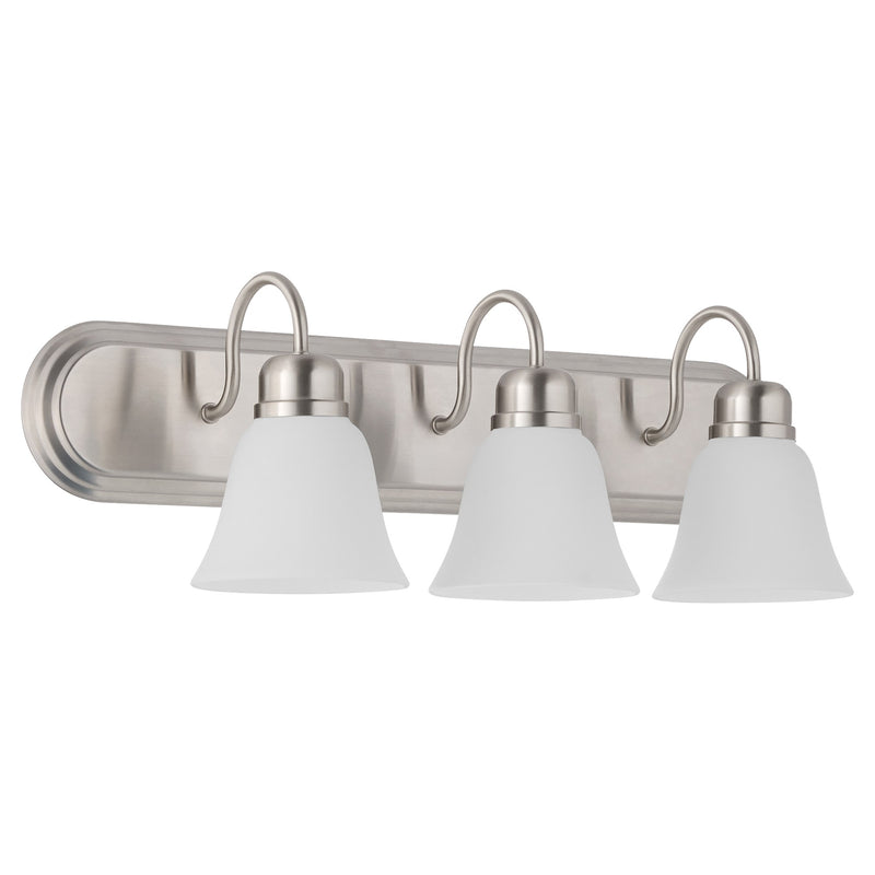 Campbell 3 Light Glass Vanity in Satin Nickel