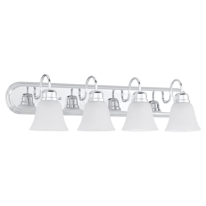 Campbell 4 Light Faux Alabaster Vanity in Chrome