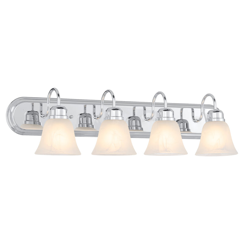 Campbell 4 Light Faux Alabaster Vanity in Chrome