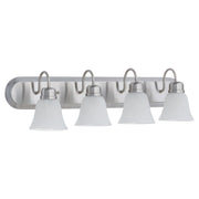 Campbell 4 Light Faux Alabaster Vanity in Satin Nickel