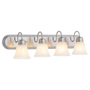 Campbell 4 Light Faux Alabaster Vanity in Satin Nickel