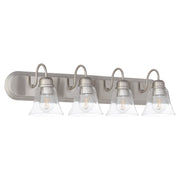 Campbell 4 Light Glass Vanity in Satin Nickel