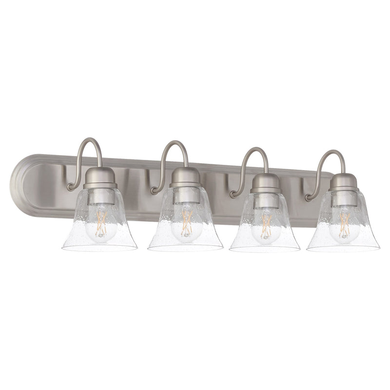 Campbell 4 Light Glass Vanity in Satin Nickel