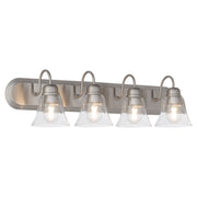 Campbell 4 Light Glass Vanity in Satin Nickel