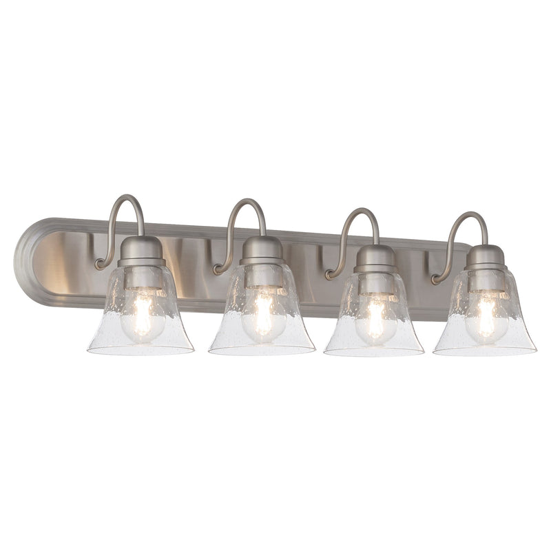 Campbell 4 Light Glass Vanity in Satin Nickel