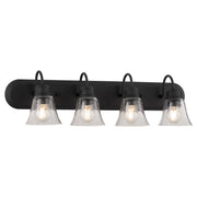 Campbell 4 Light Glass Vanity in Textured Black