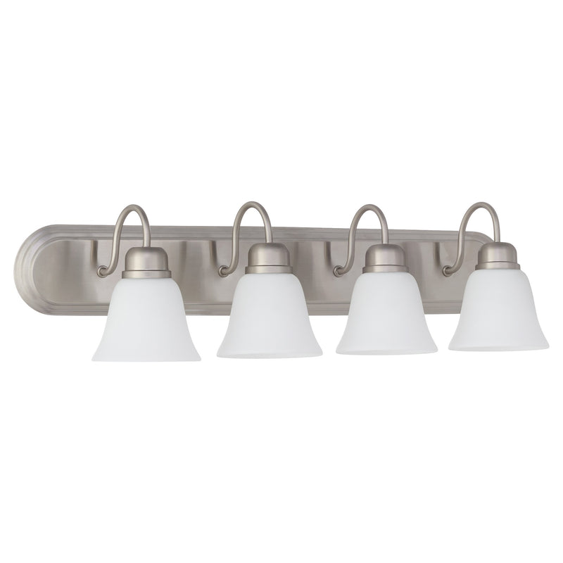 Campbell 4 Light Glass Vanity in Satin Nickel