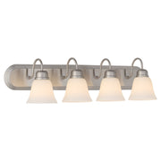 Campbell 4 Light Glass Vanity in Satin Nickel