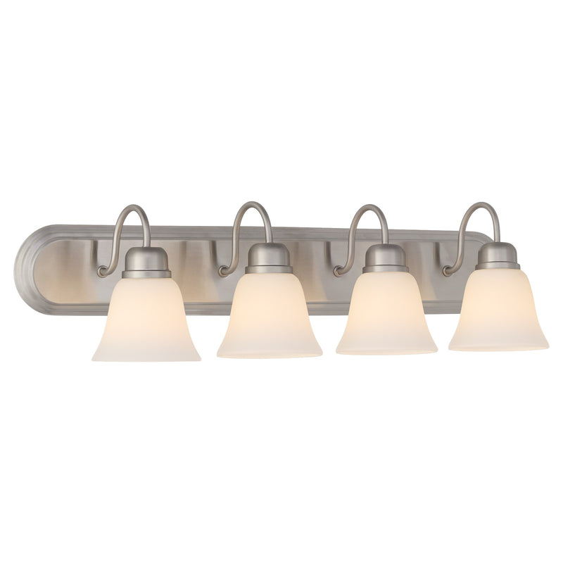 Campbell 4 Light Glass Vanity in Satin Nickel