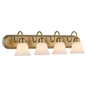 Campbell 4 Light Glass Vanity in Aged Brass