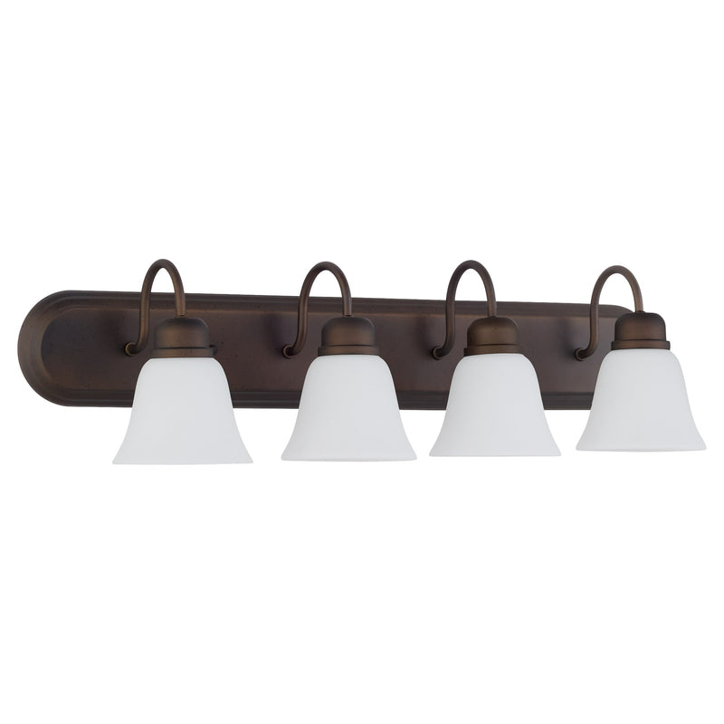 Campbell 4 Light Glass Vanity in Oiled Bronze