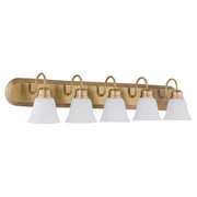Campbell 5 Light Vanity in Aged Brass