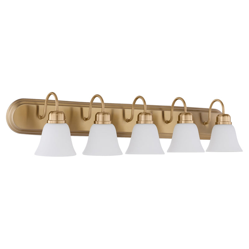 Campbell 5 Light Vanity in Aged Brass