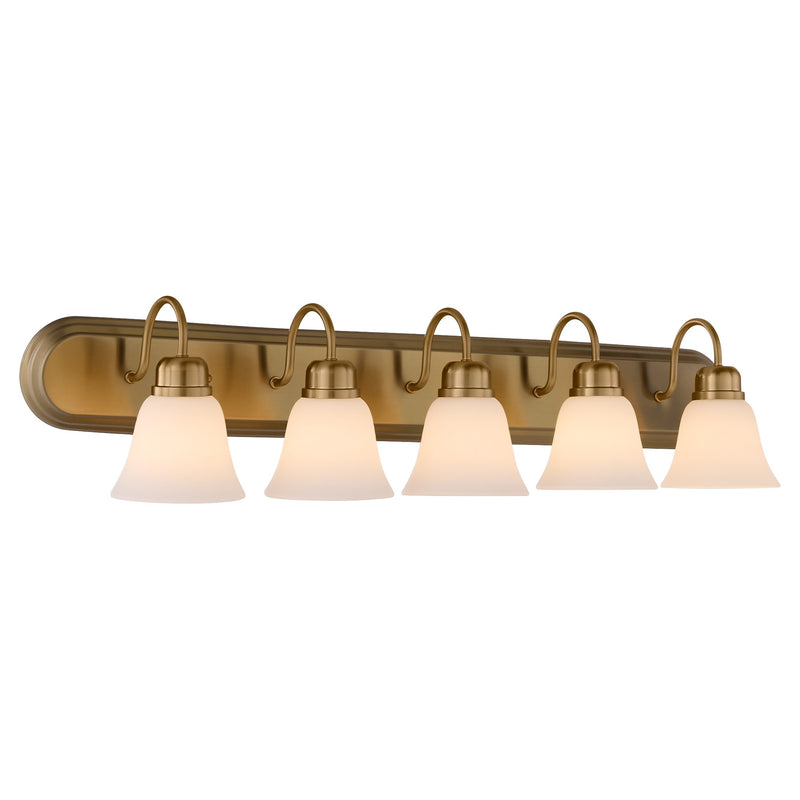 Campbell 5 Light Vanity in Aged Brass
