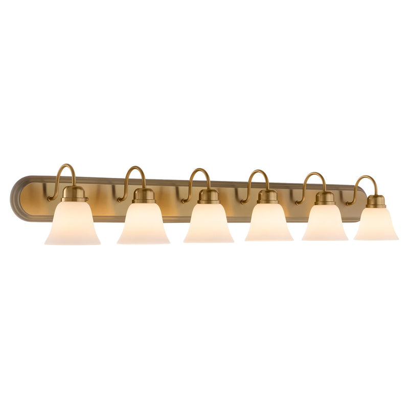Campbell 6 Light Vanity in Aged Brass