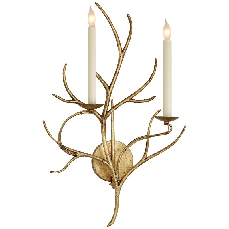 Branch Sconce Two Light Wall Sconce in Gilded Iron
