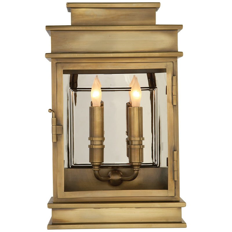 Linear Lantern Short 15" 2-Light Outdoor Wall Lantern (CHD 2908) in Antique-Burnished Brass