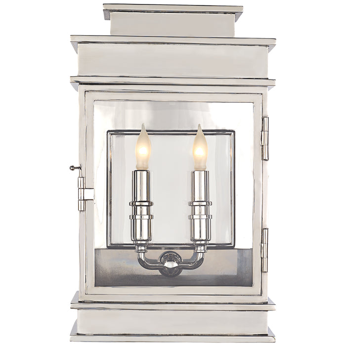 Linear Lantern Two Light Wall Sconce in Polished Nickel
