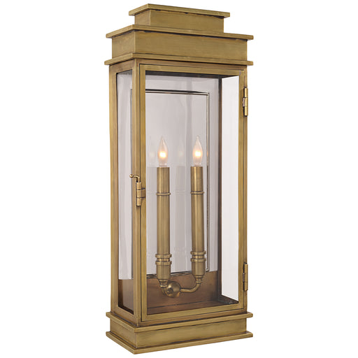 Linear Lantern Two Light Wall Sconce in Antique-Burnished Brass