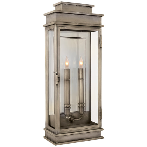 Linear Lantern Two Light Wall Sconce in Antique Nickel