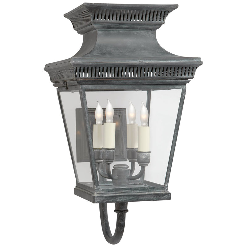 Elsinore Medium Bracket 4-Light Outdoor Wall Lantern in Weathered Zinc