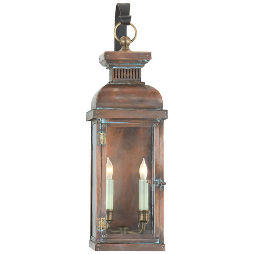 Suffork Medium Scroll Arm 2-Light Outdoor Wall Lantern in Natural Copper
