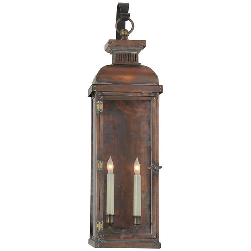 Suffork Tall Scroll Arm 2-Light Outdoor Wall Lantern in Natural Copper