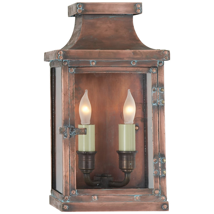 Bedford Two Light Wall Lantern in Natural Copper