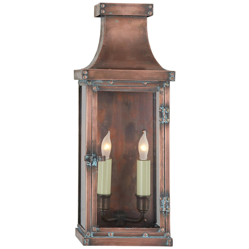 Bedford Medium 2-Light Outdoor Wall Lantern in Natural Copper