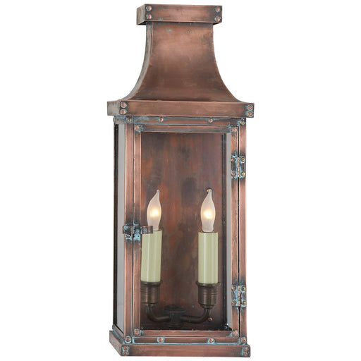 Bedford Medium 2-Light Outdoor Wall Lantern in Natural Copper