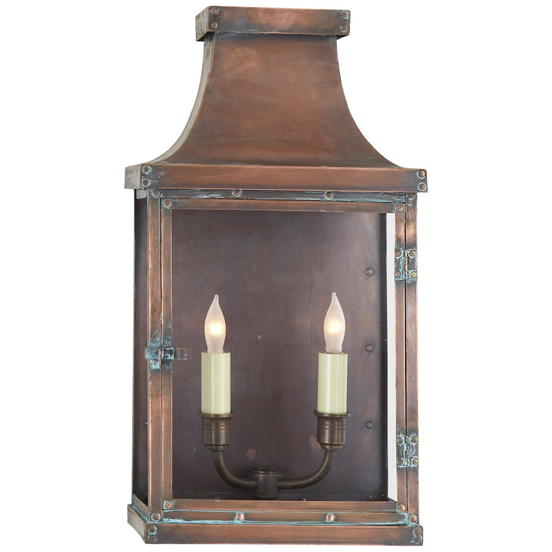 Bedford Wide Short 2-Light Outdoor Wall Lantern in Natural Copper