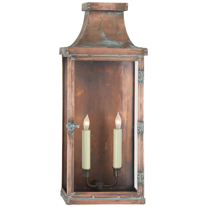 Bedford Wide Tall 2-Light Outdoor Wall Lantern in Natural Copper