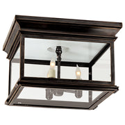 Club Large Square 3-Light Outdoor Flush Mount in Bronze