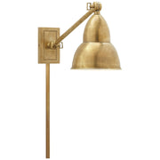 French Library Single-Arm Swing Arm Wall Lamp in Hand-Rubbed Antique Brass