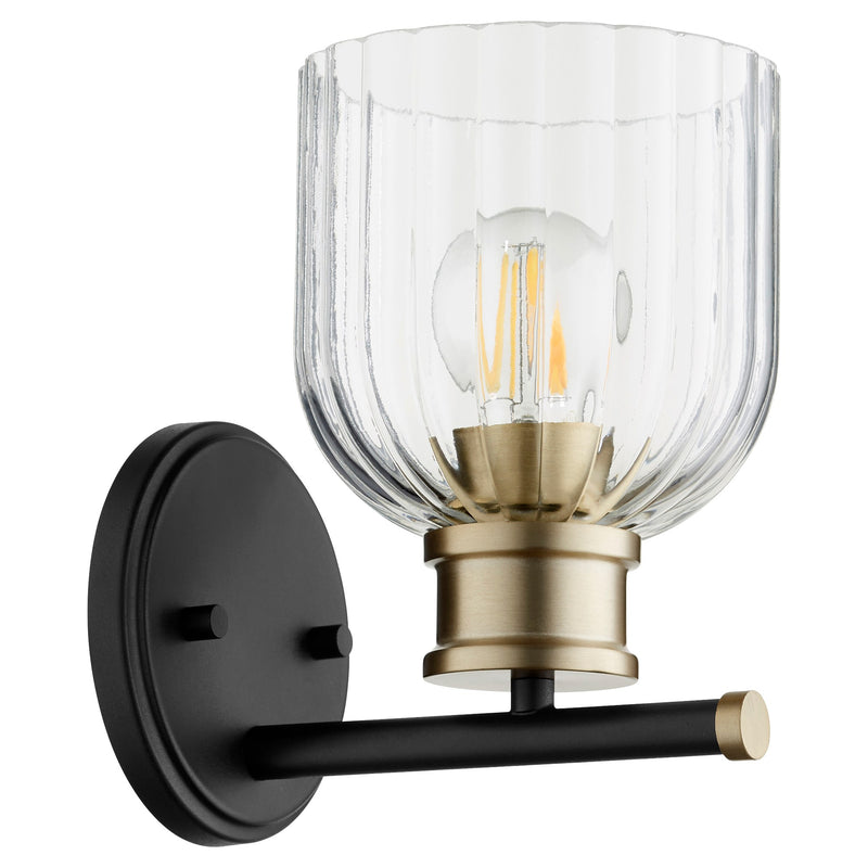 Monarch 1 Light Wall Sconce in Textured Black / Aged Brass
