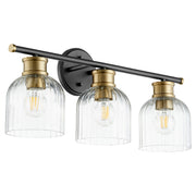 Monarch 3 Light Vanity in Textured Black / Aged Brass