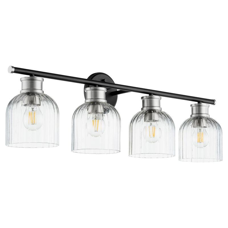 Monarch 4 Light Vanity in Textured Black / Satin Nickel